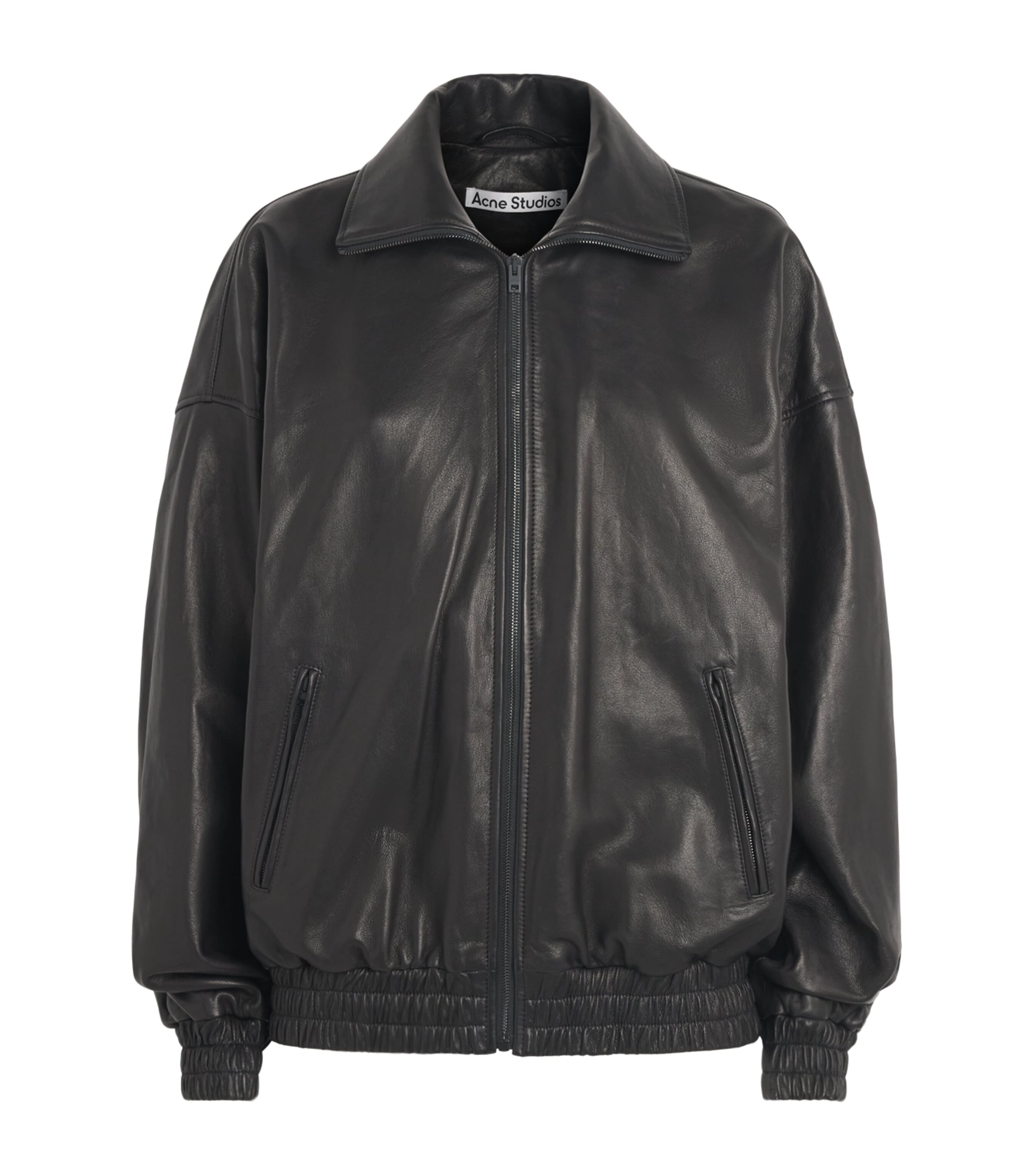 Acne Studios Womens Leather Bomber Jacket Black