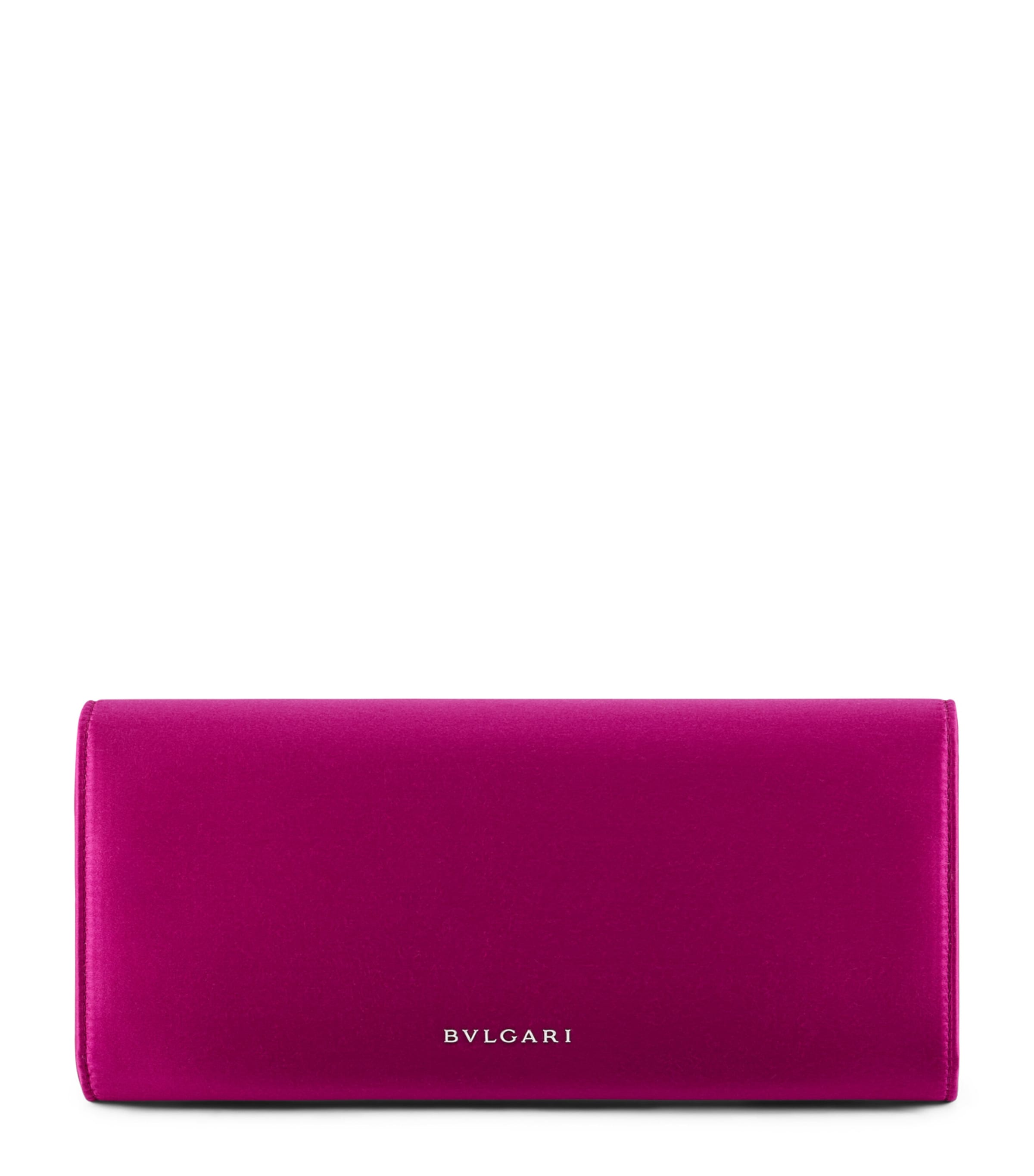Bvlgari Satin Tubogas Evening Clutch Bag Pink