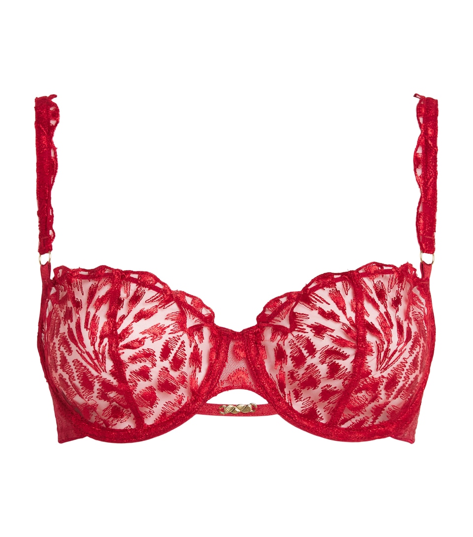 Aubade Womens Crazy in Love Half-Cup Bra Red Delight