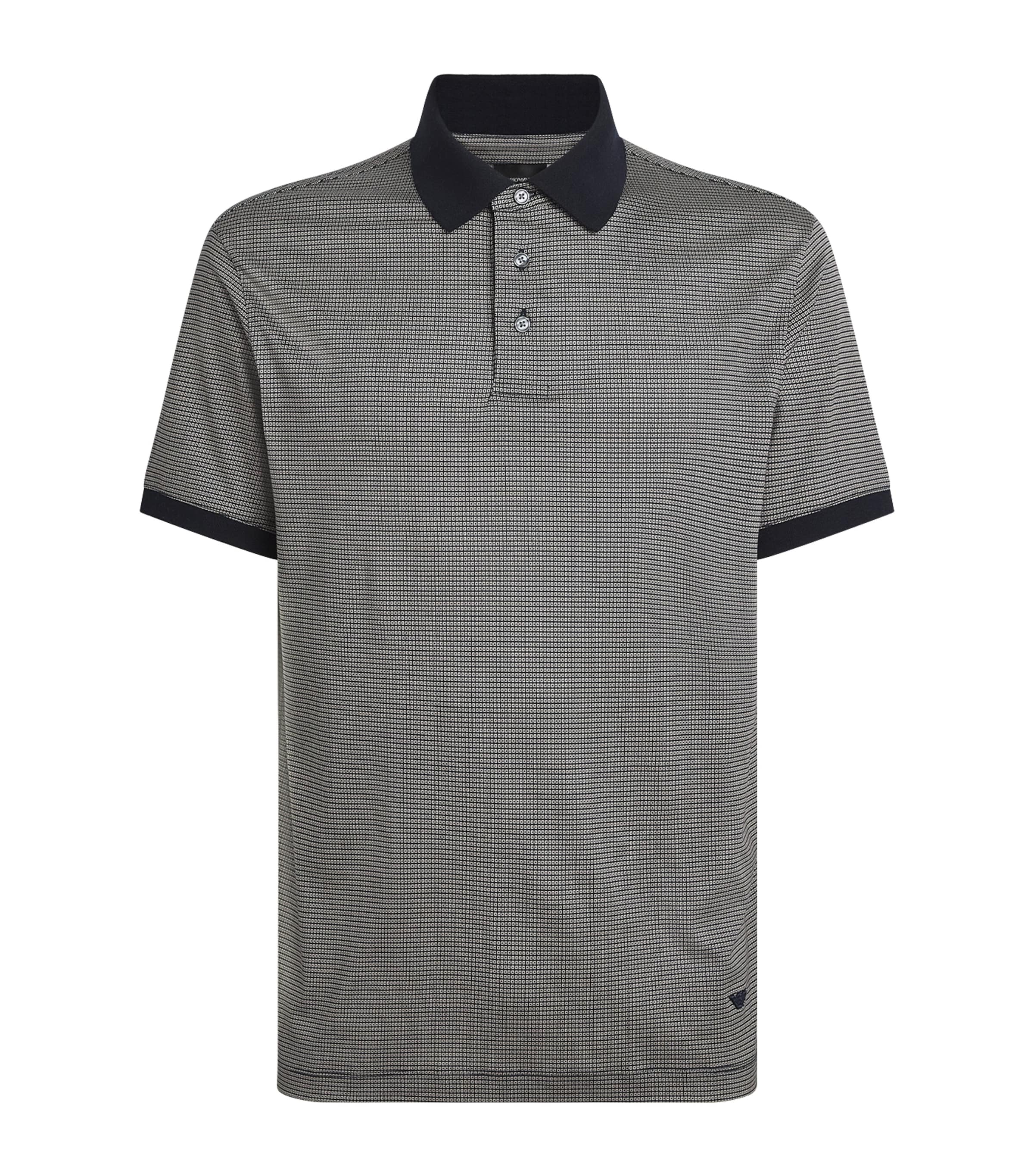 Lyocell-Cotton Micro-Print Polo Shirt