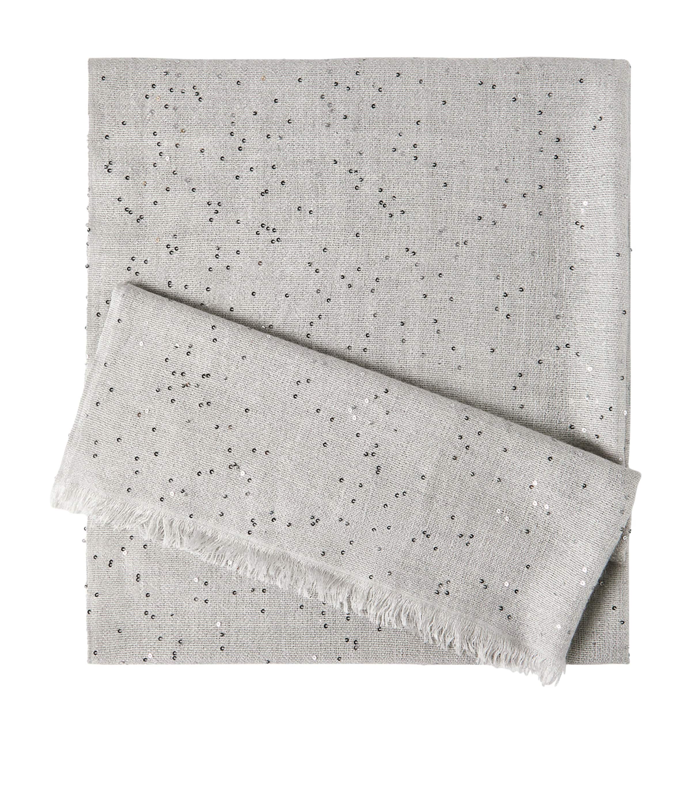 Brunello Cucinelli Cashmere-Silk Embellished Scarf