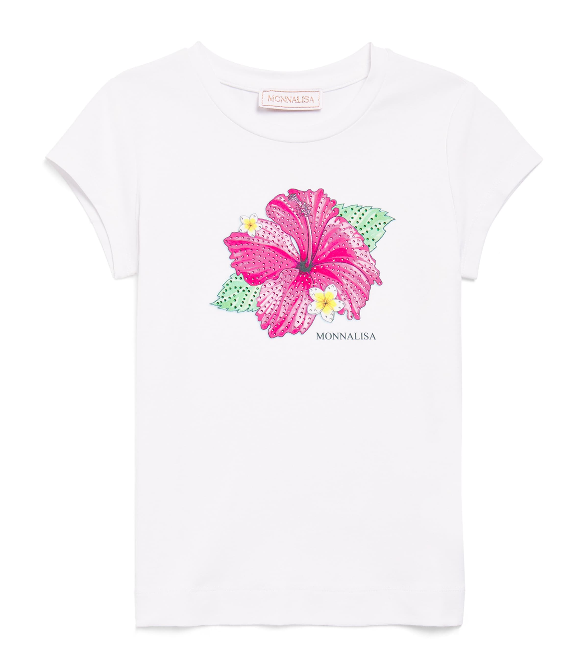 Monnalisa Stretch-Cotton Floral T-Shirt (2-12 Years) Bianco