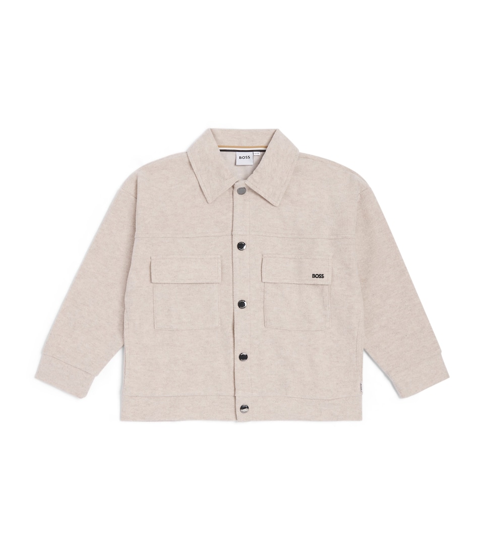 BOSS Kidswear Brushed Overshirt (4-16 Years) Off White Marl