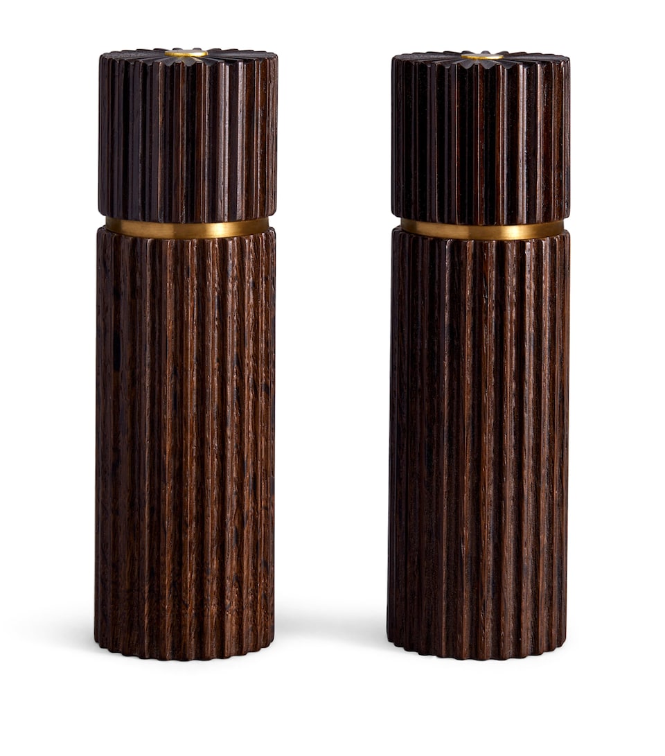 L'Objet Set of 2 Smoked Oak Ionic Salt and Pepper Mills
