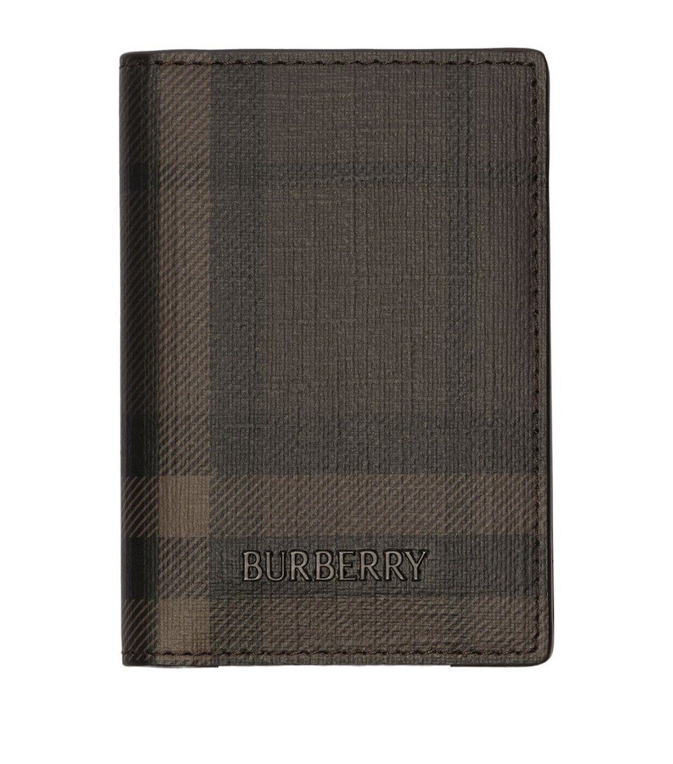 Burberry City Check Folding Card Holder Dark Brown