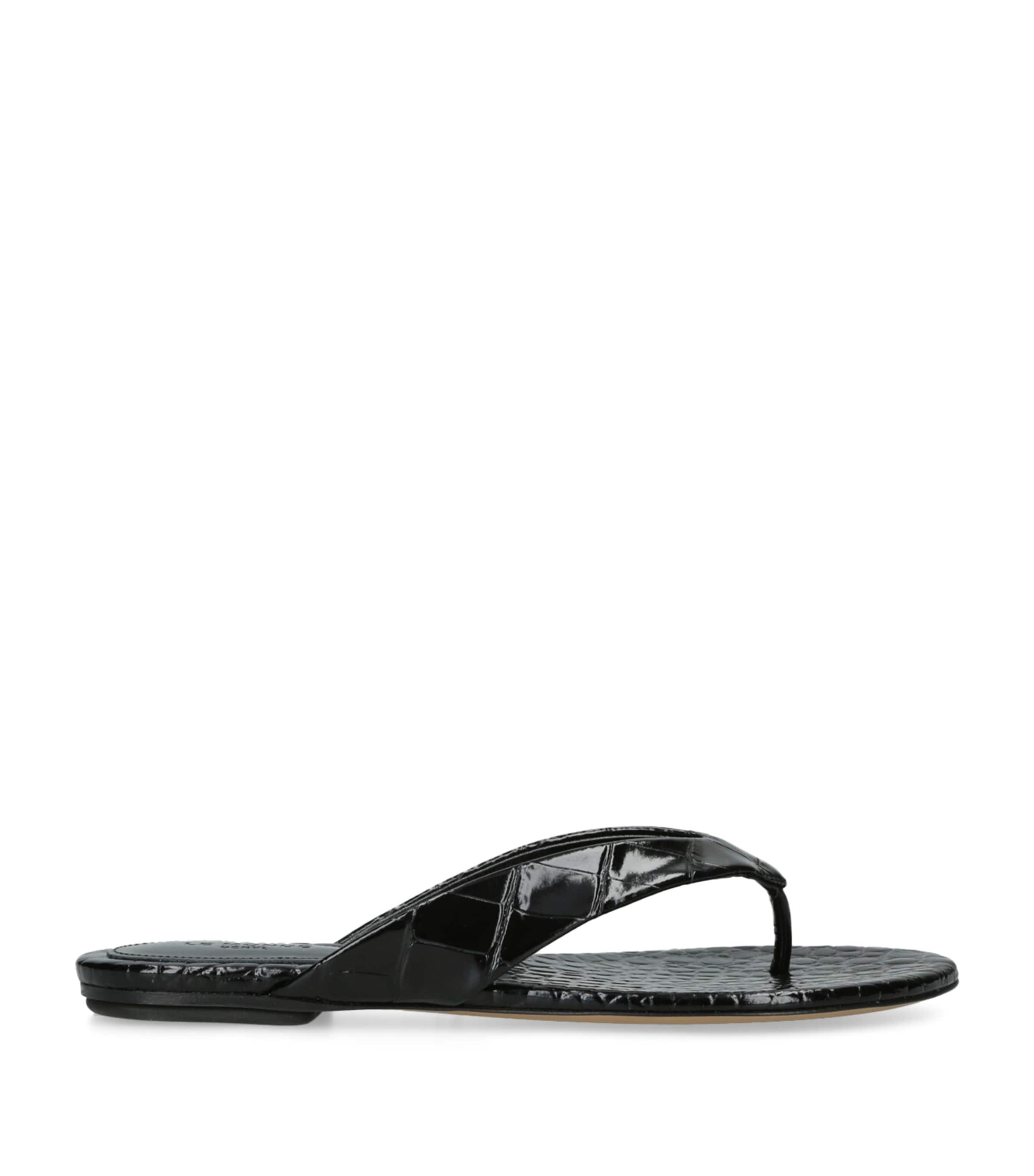 Le Monde Beryl Croc-Effect Leather Sandals Black