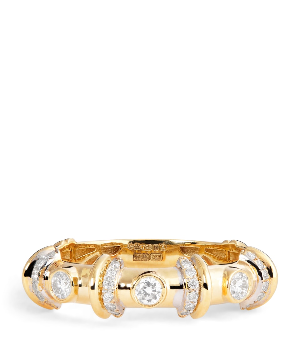 Yellow Gold and Diamond N*93 Warrior Ring