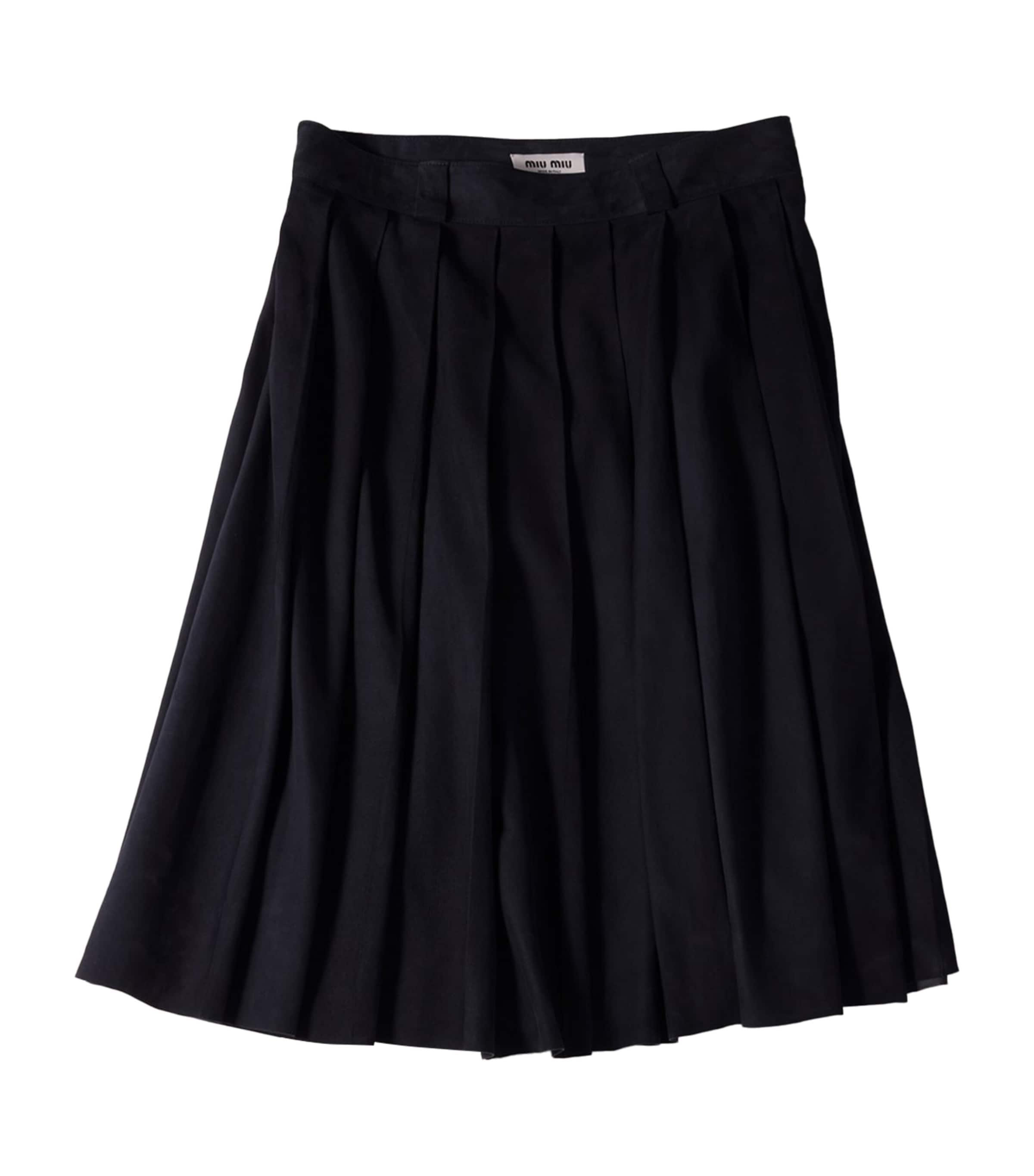 Waxed Suede Pleated Midi Skirt