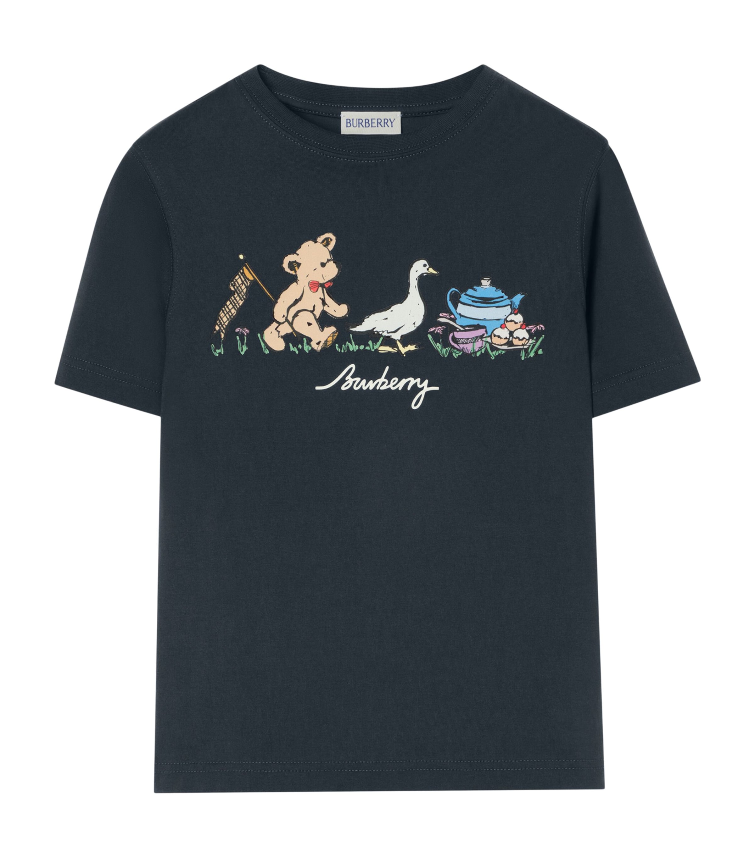Burberry Kids Cotton Thomas Bear and Friends T-Shirt  (4-12 Years) Navy Black