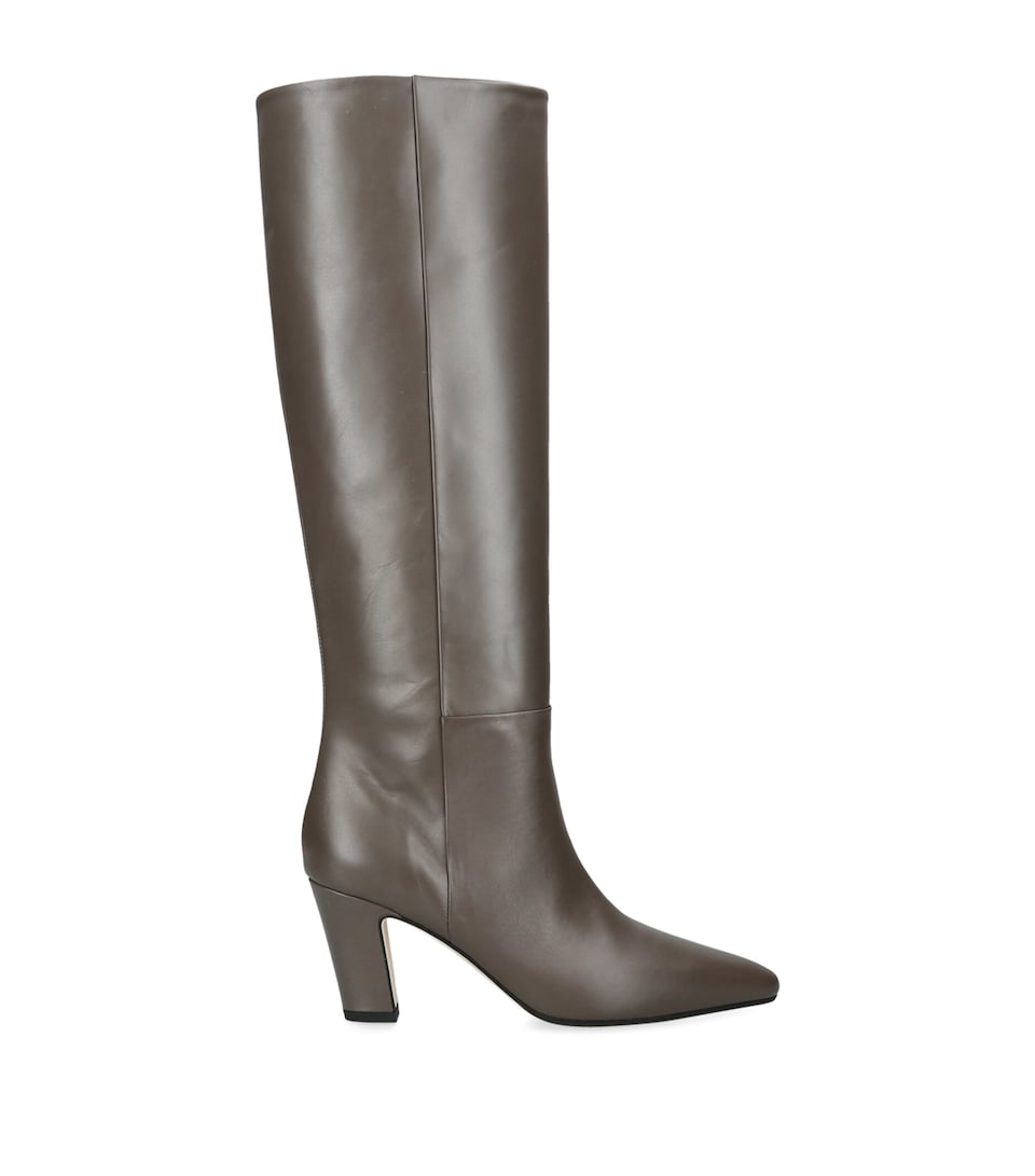 aeyde Leather Silva Knee High Boots 75 Taupe