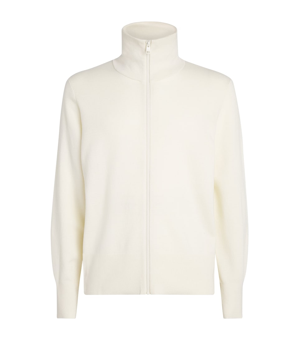 Sandro Paris Mens Wool Zip-Up Cardigan Butter Cream