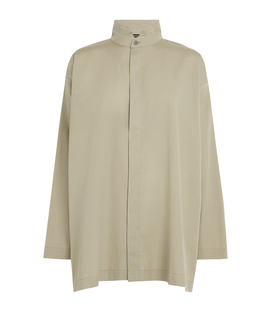 Cotton Slim Double Stand-Collar Shirt