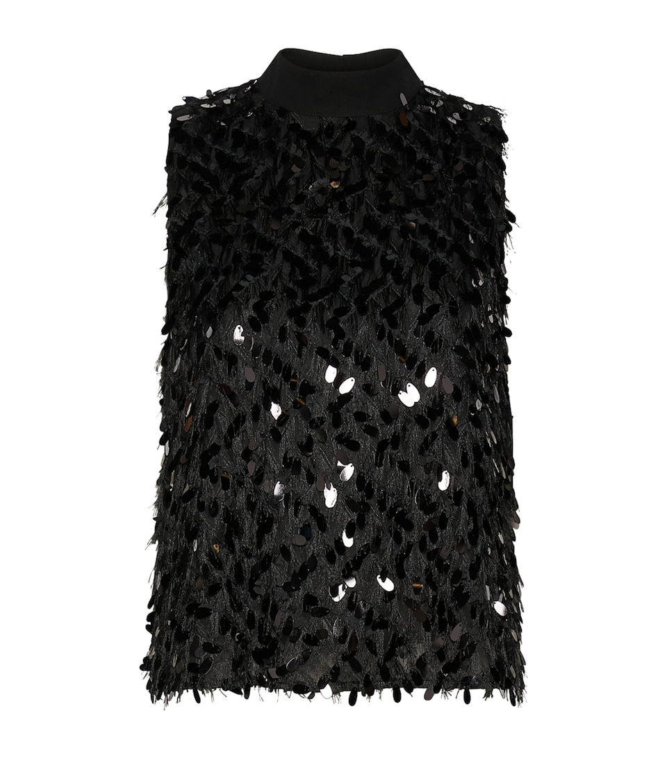 Marella Womens Embellished Sleeveless Top Black