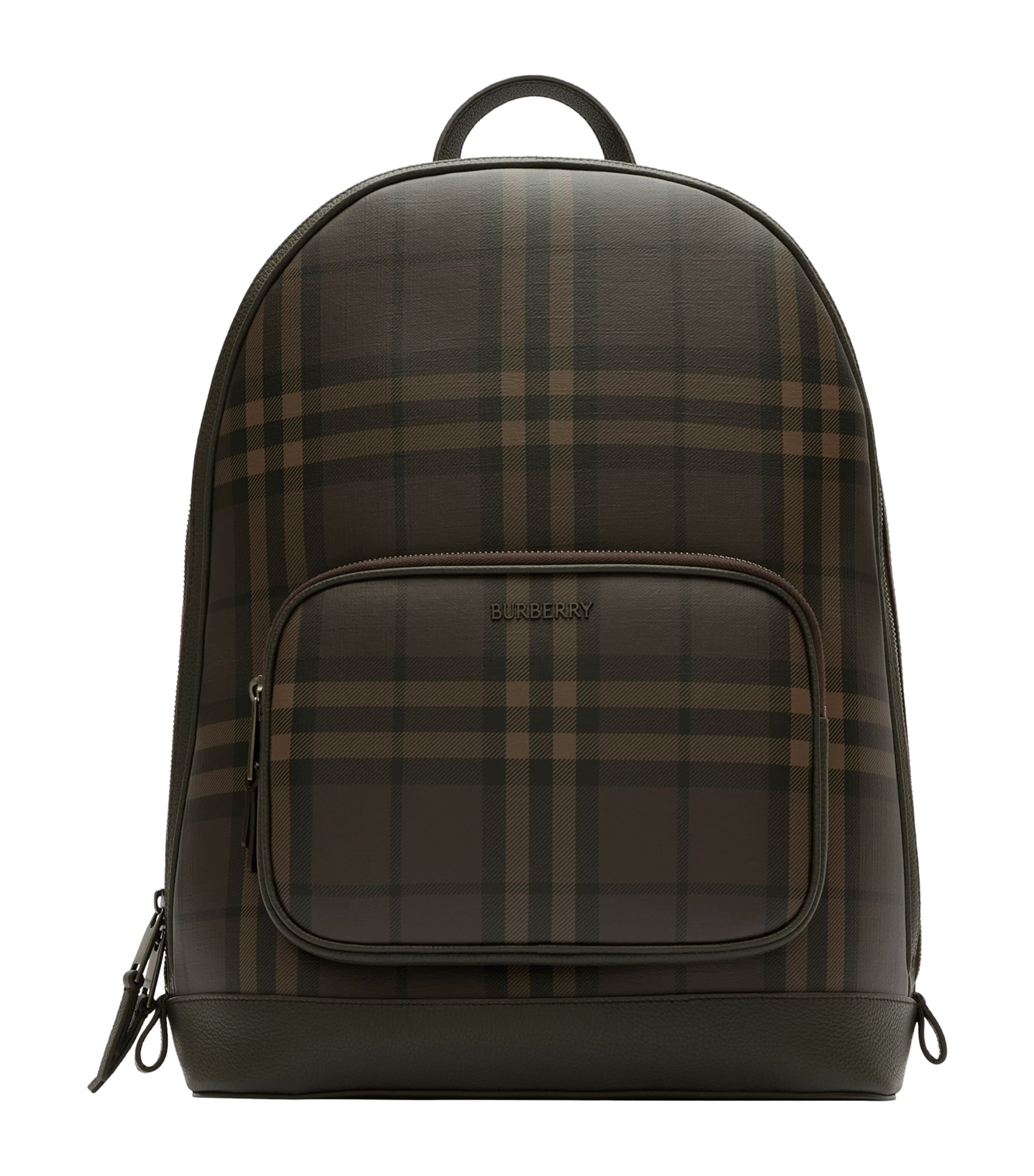 Burberry Canvas City Check Backpack Dark Brown