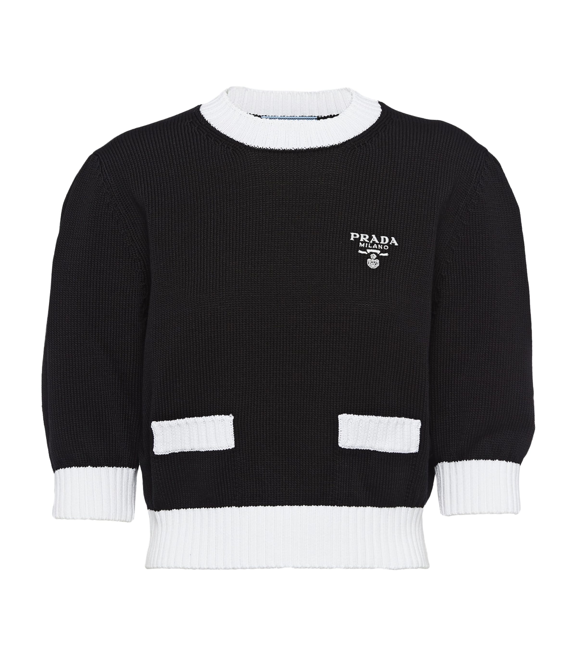 Prada Womens Contrast-Trim Sweater