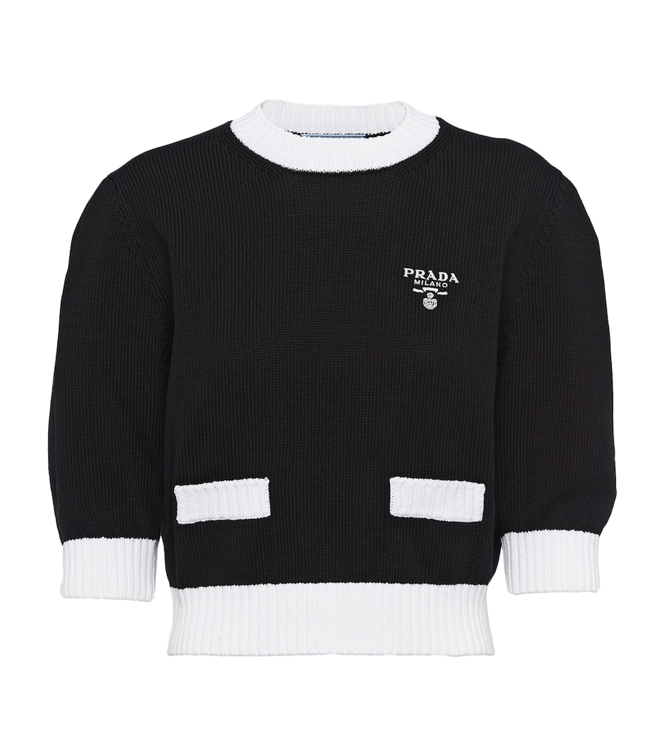 Prada Womens Contrast-Trim Sweater