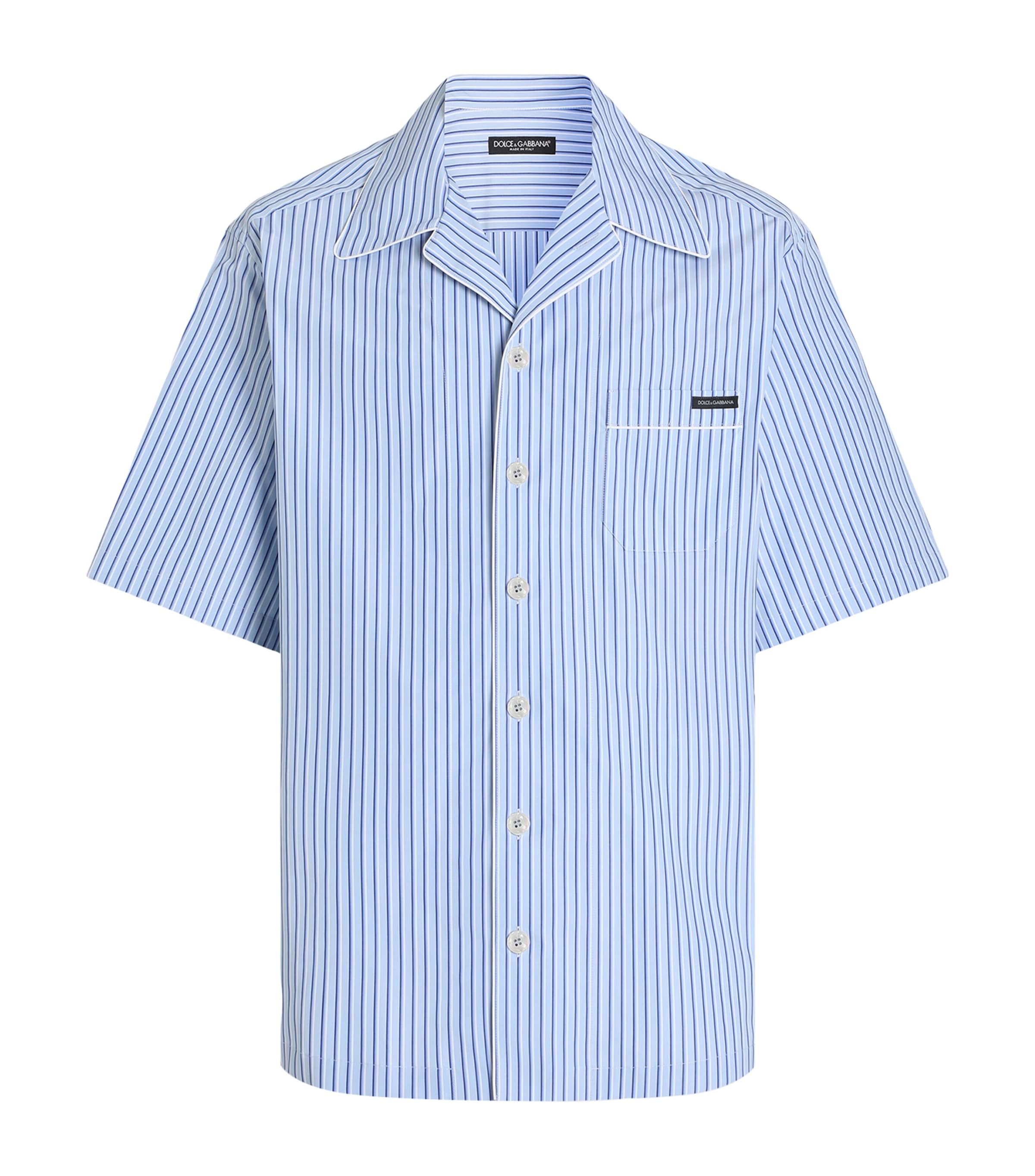 Dolce&Gabbana Mens Cotton-Silk Blend Stripe Shirt Striped