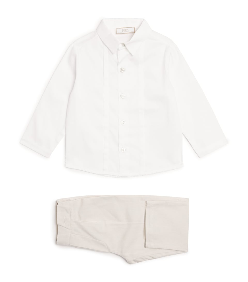 Cotton-Linen Shirt, Cummerbund and Shorts Set (3 Months - 4 Years)