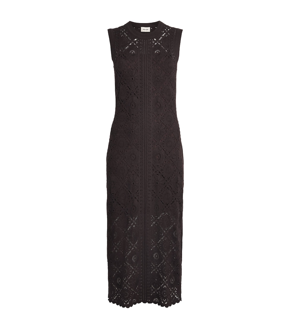 ME+EM Womens Framed Crochet Maxi Dress Cocoa Brown