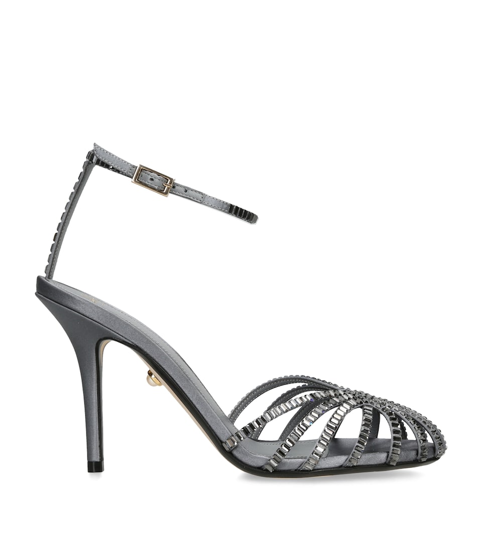 Alevì Satin Penelope Xtal Heeled Sandals 95 Grey