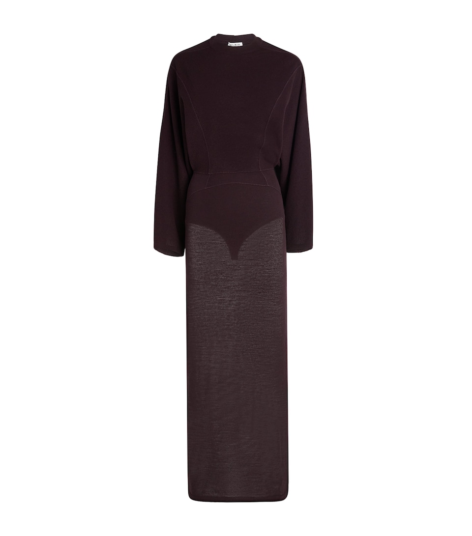 Alaïa Womens Sheer Maxi Dress Aubergine