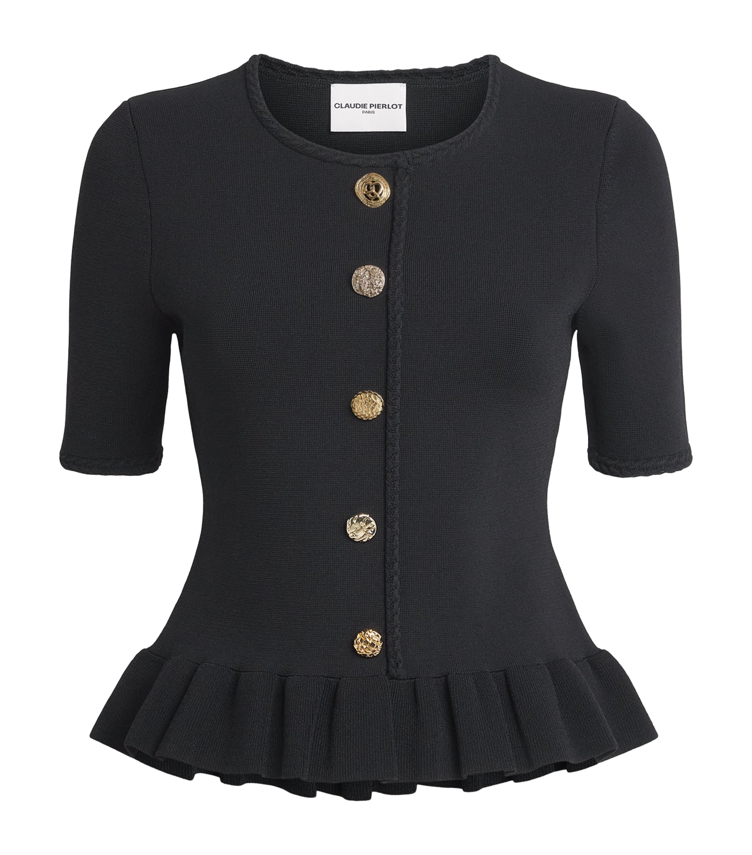 Claudie Pierlot Womens Braid-Detail Knitted Top Black