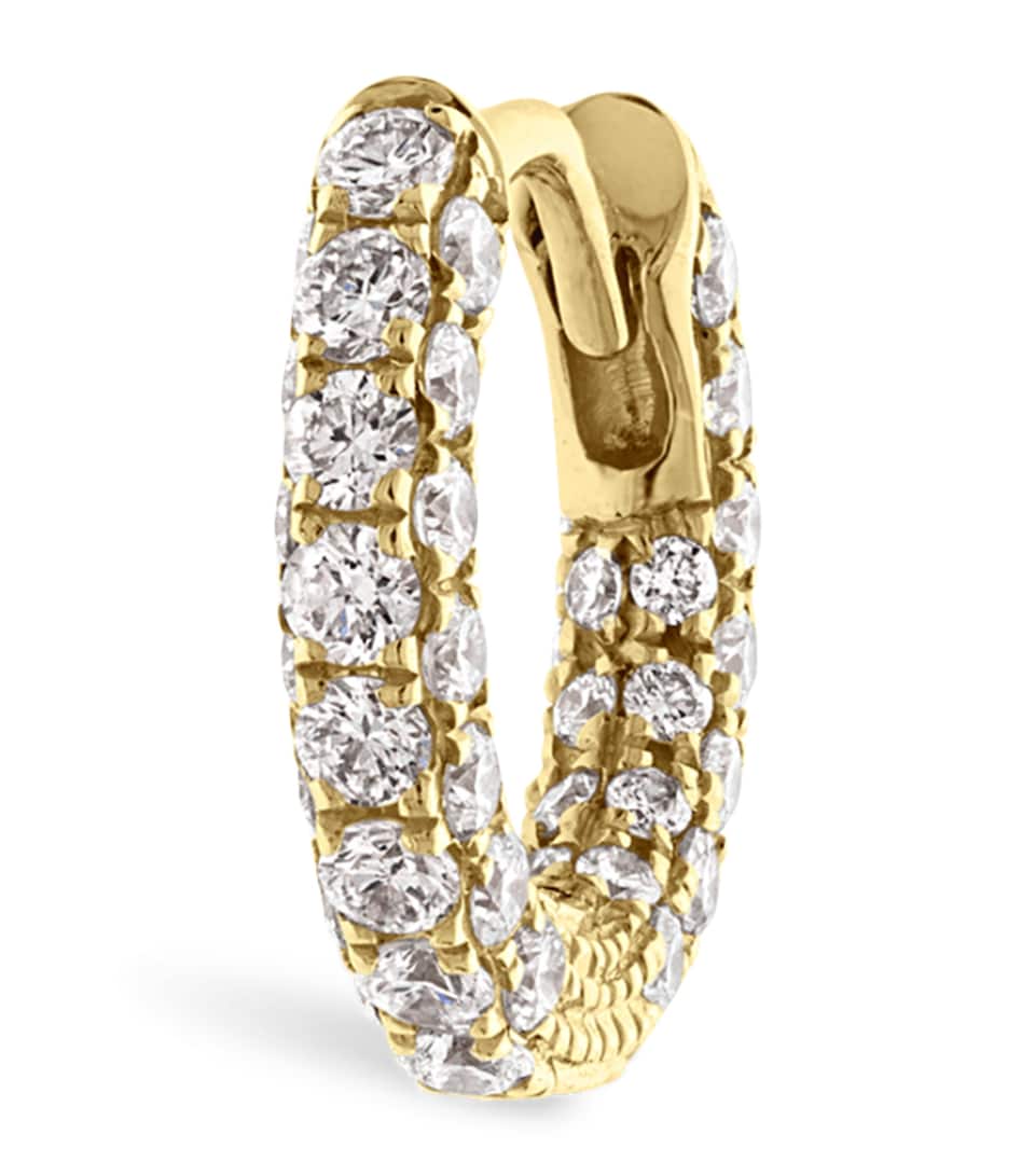 Diamond Five Row Pavé Single Hoop Earring (6.5mm)