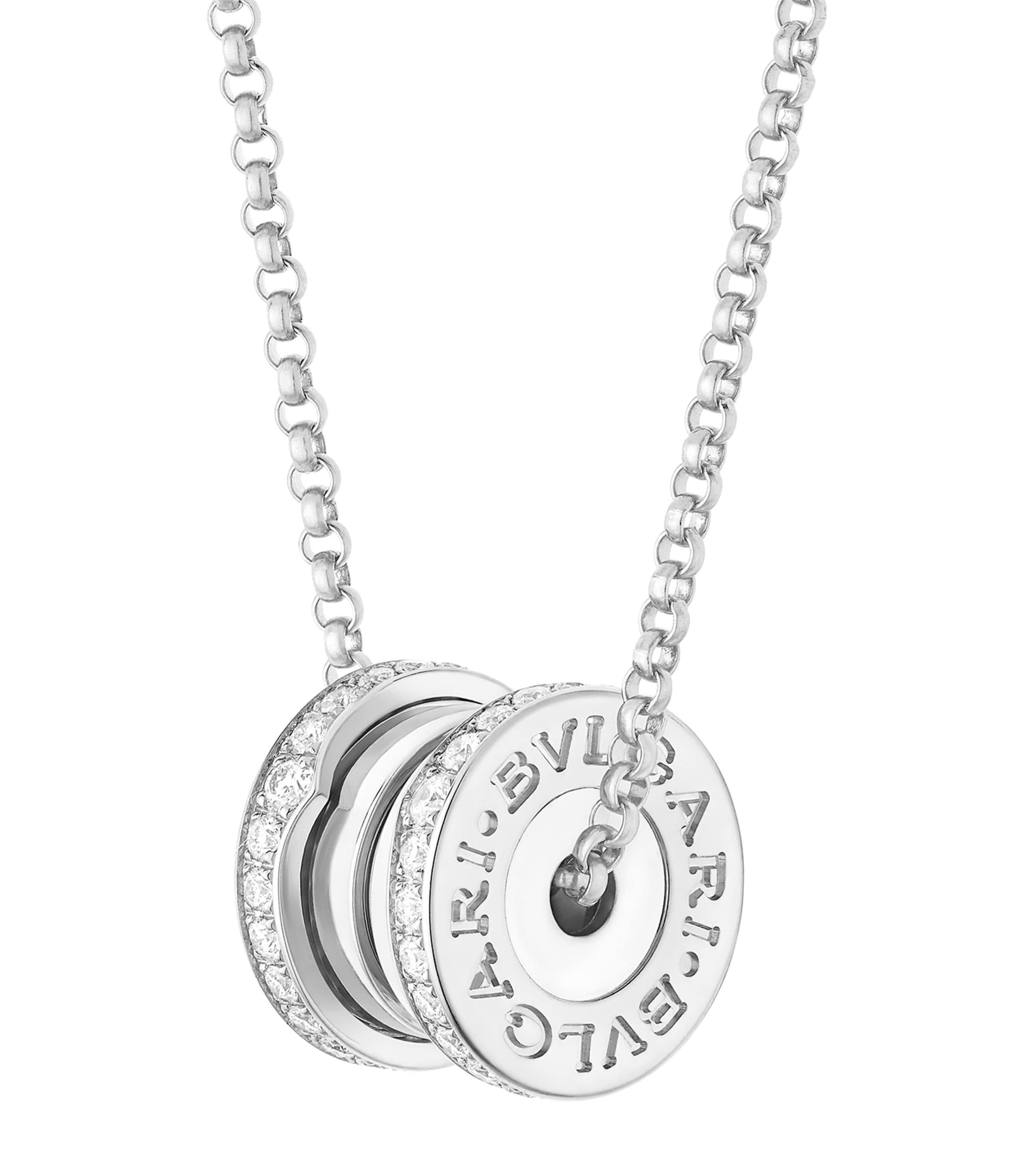 Bvlgari White Gold and Diamond B.zero1 Pendant Necklace White Gold