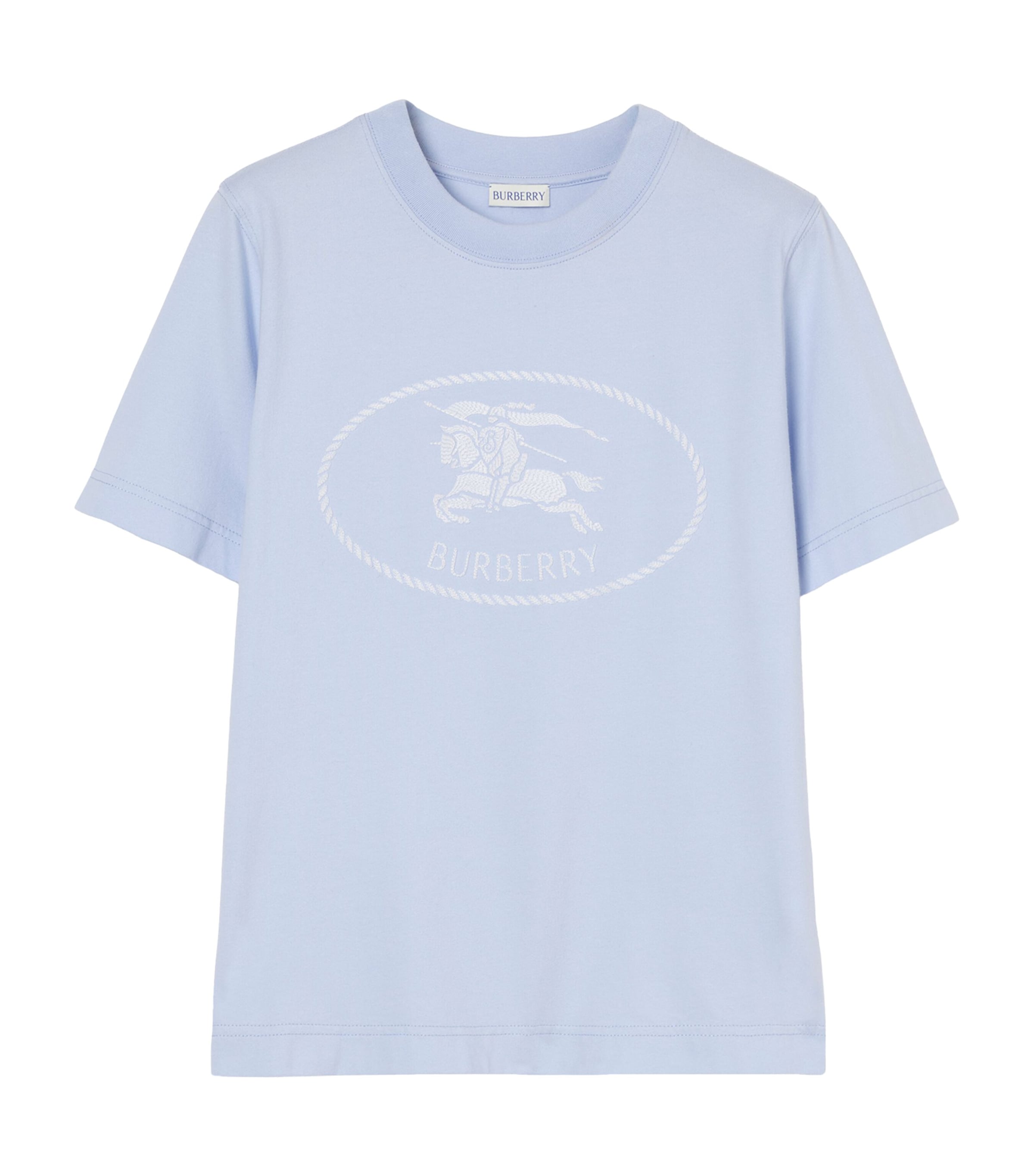 Burberry Womens Cotton EKD Stamp T-Shirt Agapanthus Blue