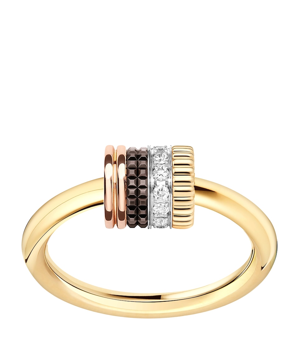 Boucheron Mixed Gold and Diamond Quatre Classique Ring Yellow Gold