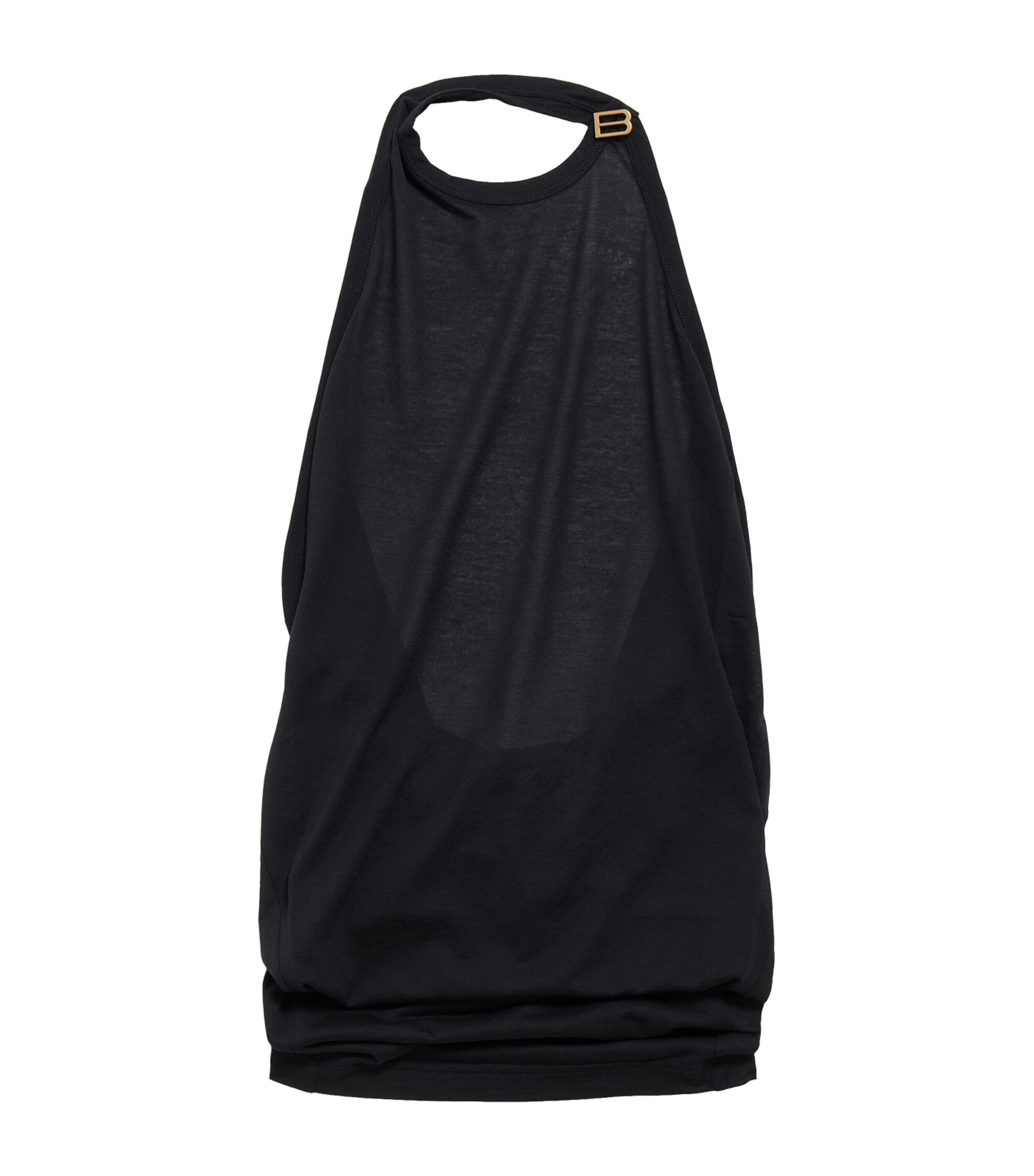 Balenciaga Womens Cotton-Blend Draped Halterneck Top