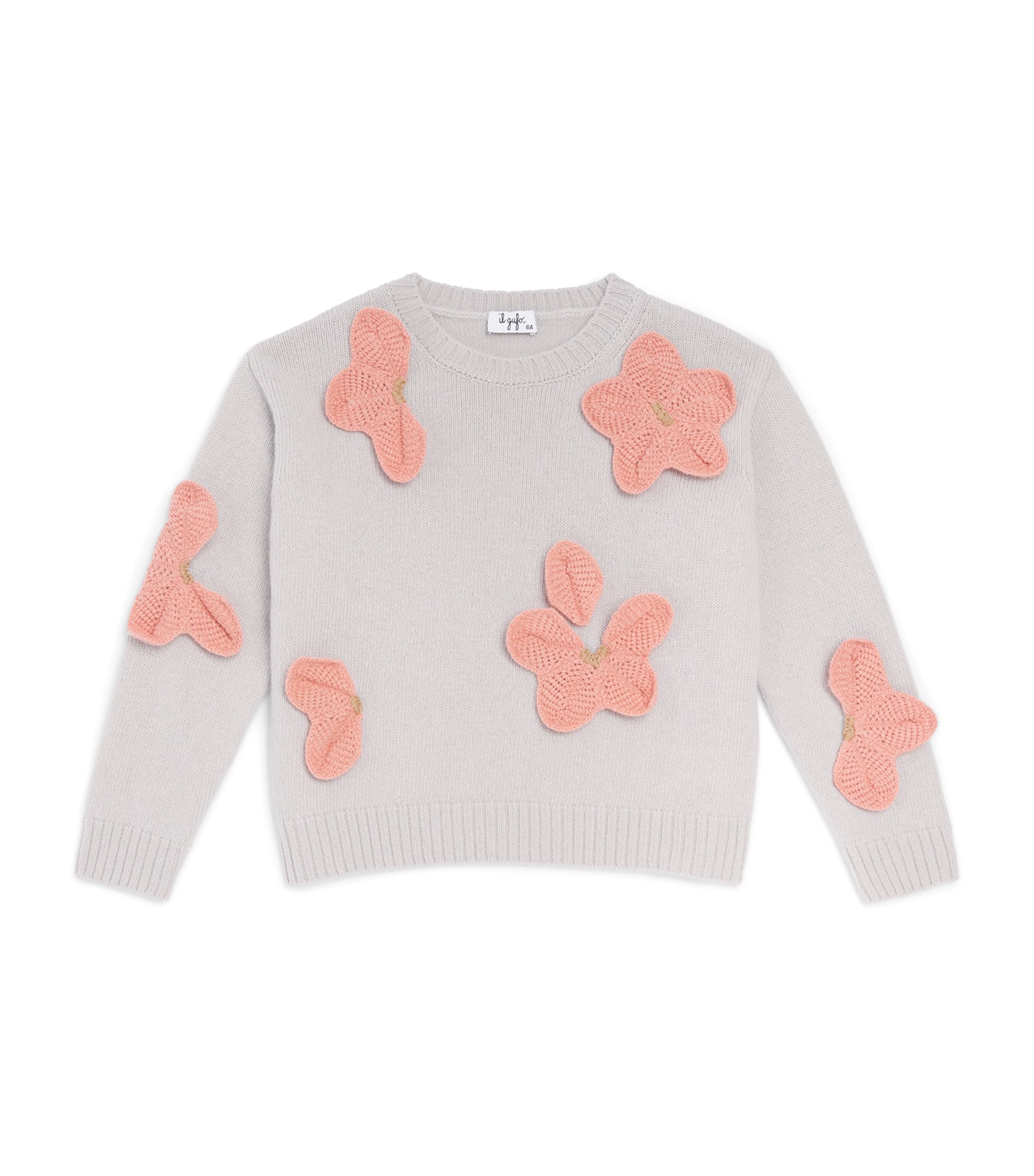 Il Gufo Wool Floral Sweater (2-14 Years) Grey/carnation Red