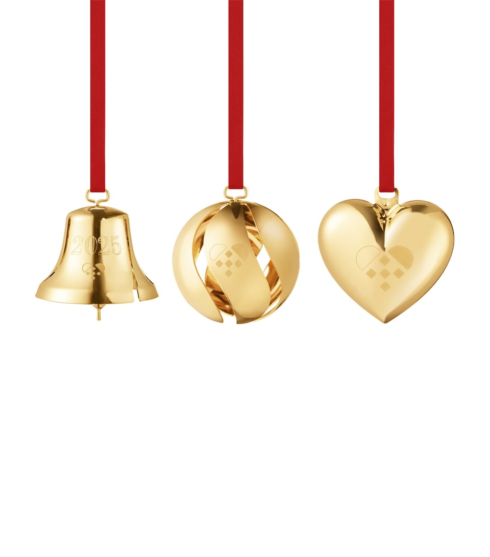 Set of 3 Gold-Plated Tree Decorations (2025)