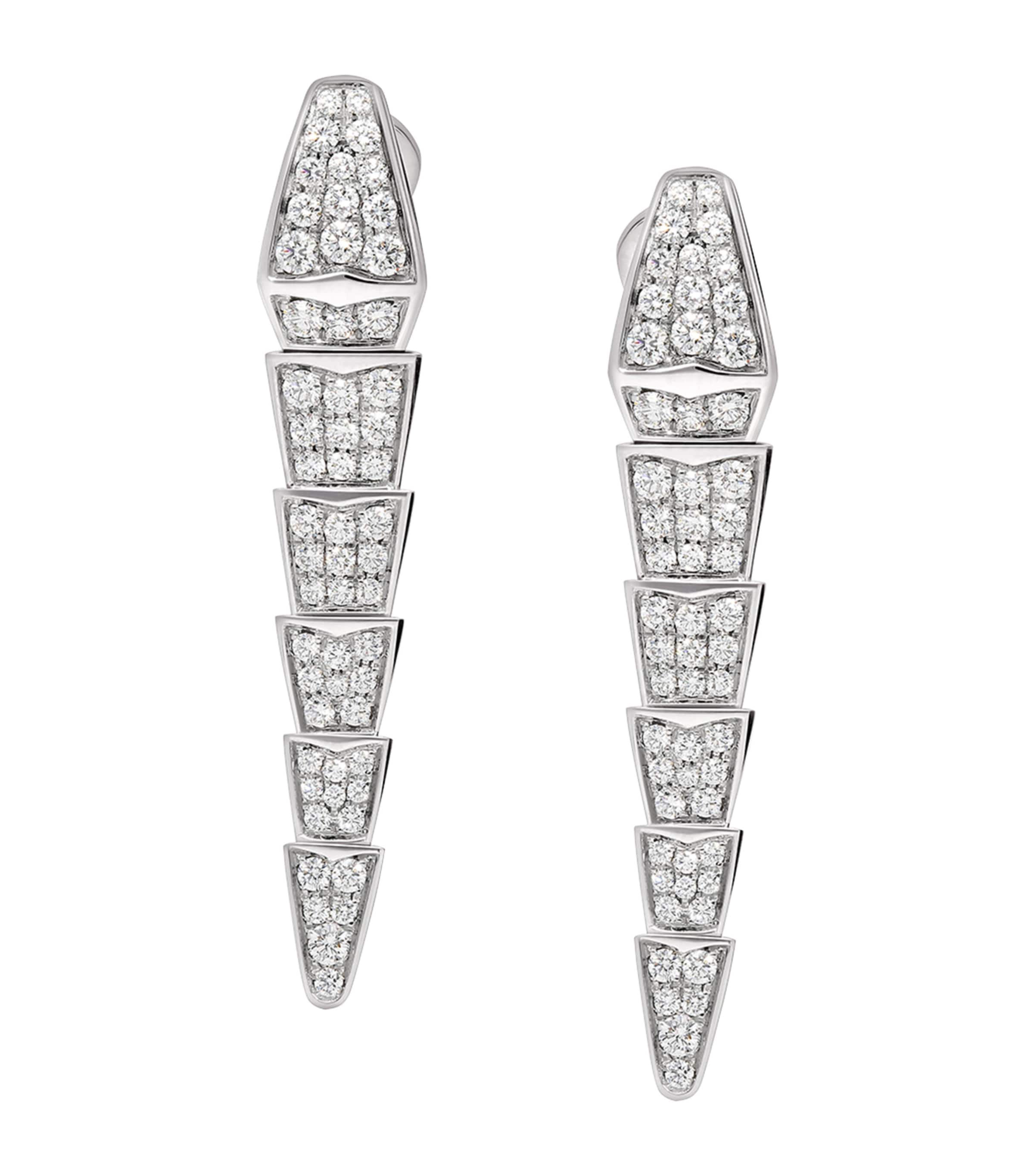 White Gold and Diamond Serpenti Viper Drop Earrings