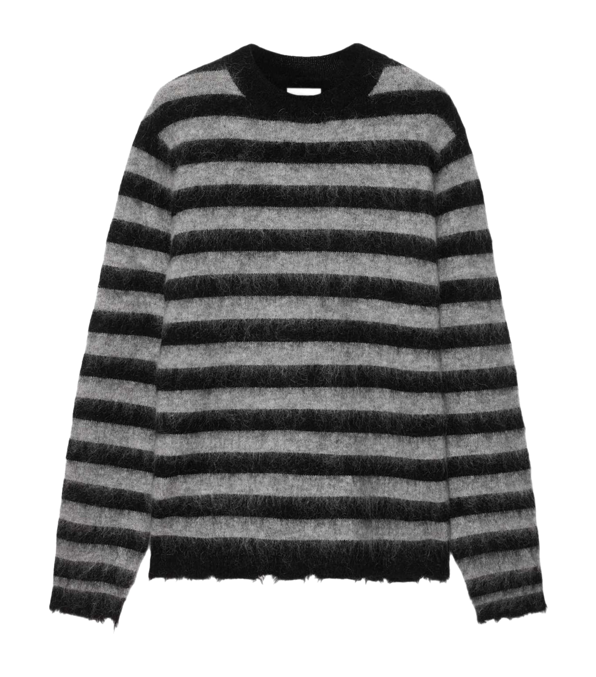 AllSaints Mens Wool-Mohair-Blend Harry Stripe Sweater Blk/monument Grey