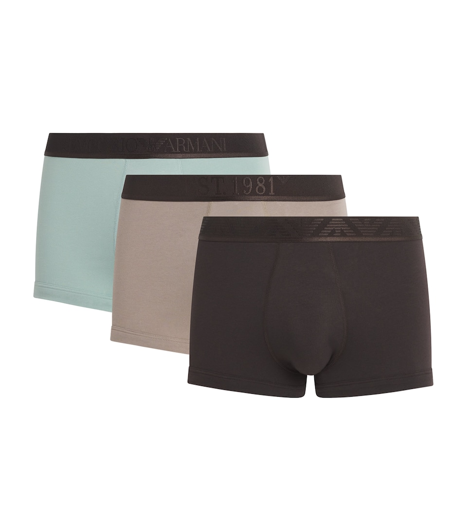 Stretch-Cotton Shiny Logo Trunks (Pack of 3)