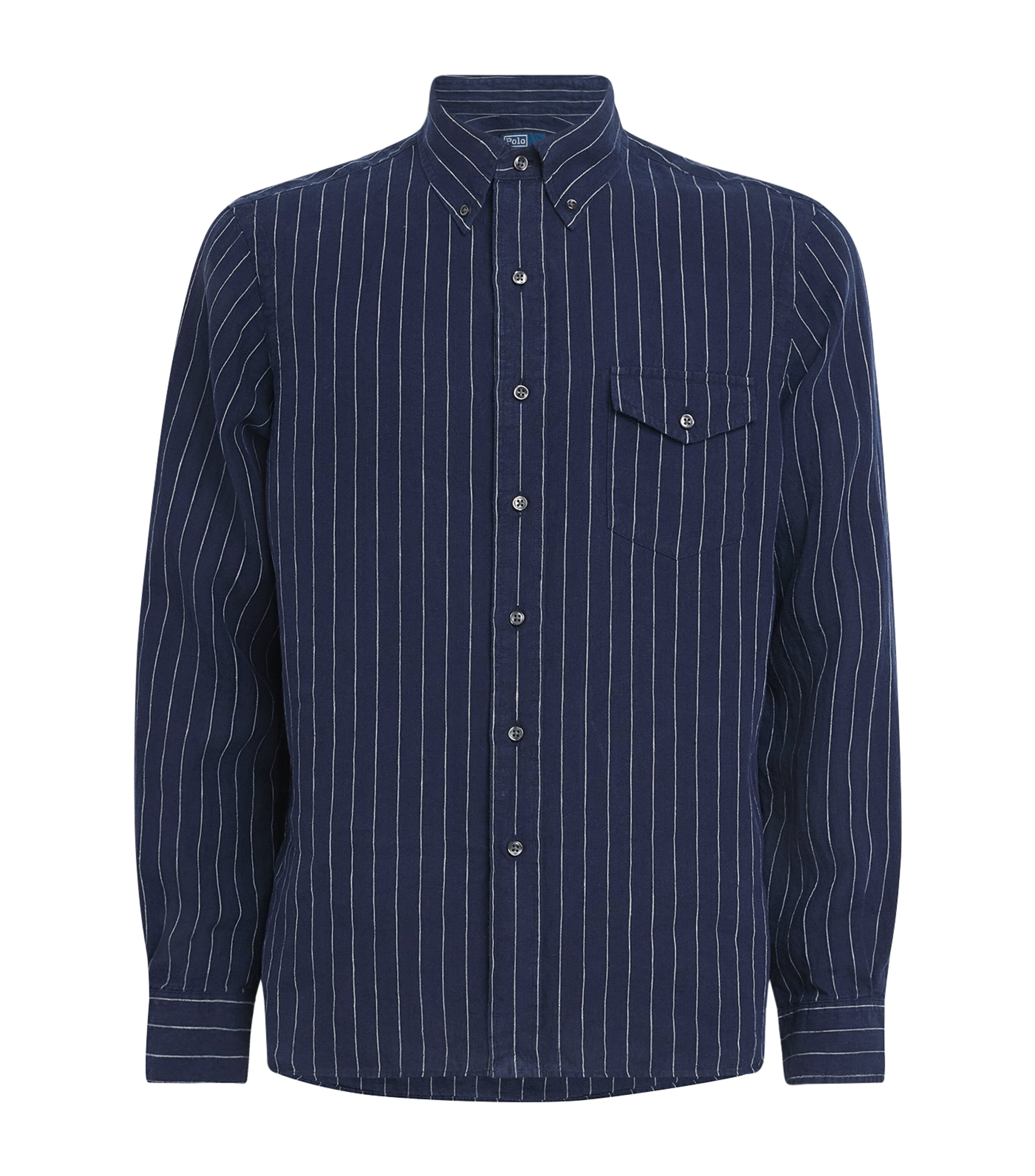 Polo Ralph Lauren Mens Linen Stripe Shirt Navy White