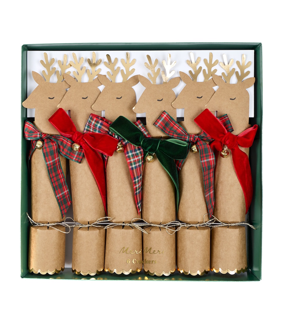 Meri Meri Reindeer Bow Christmas Crackers (Set of 6) Multicolored