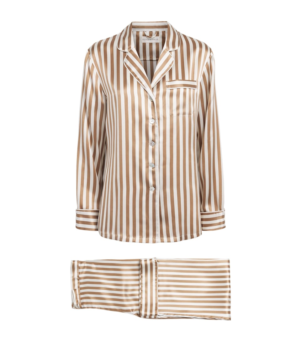 Olivia von Halle Womens Silk Lila Stripe Pyjama Set Solene