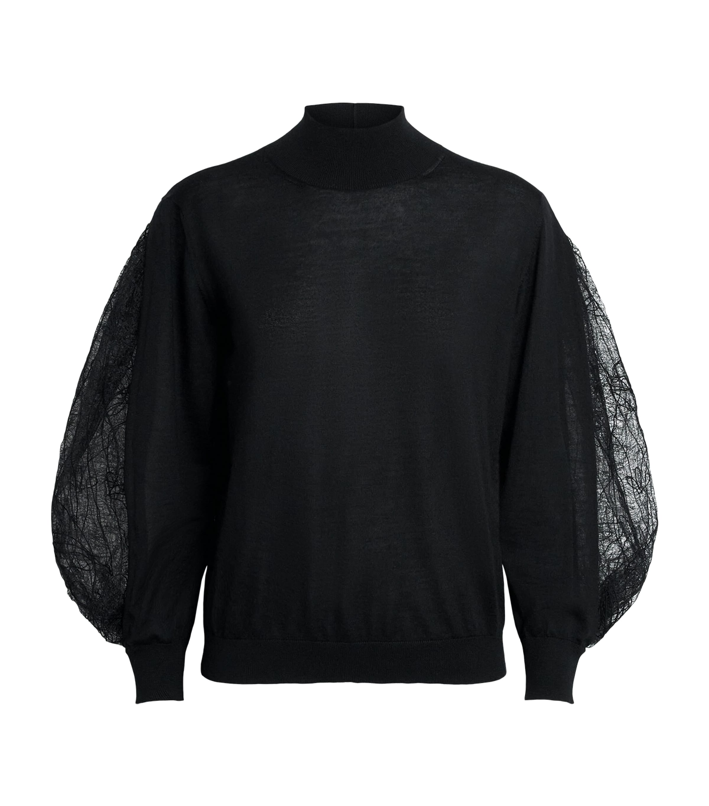 Fabiana Filippi Womens Cashmere-Silk Lace-Trim Sweater Nero