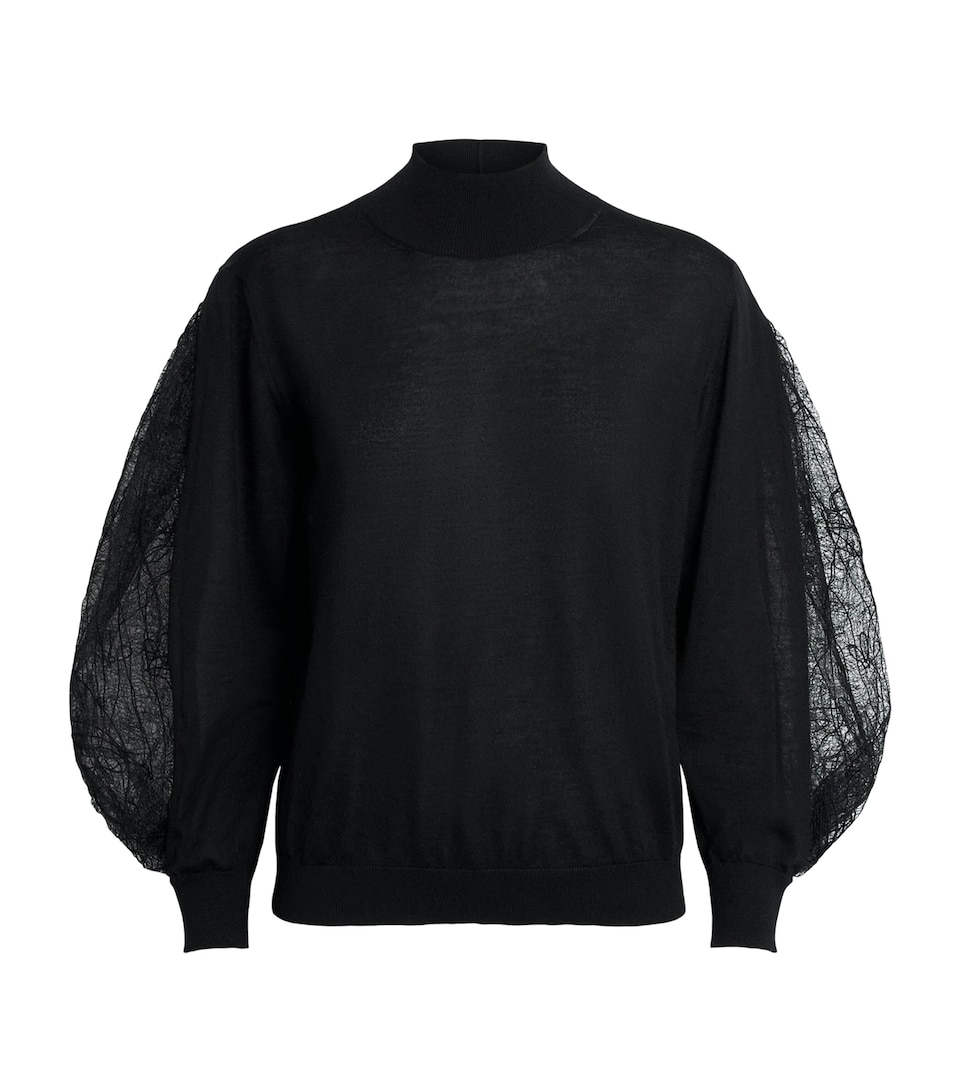Fabiana Filippi Womens Cashmere-Silk Lace-Trim Sweater Nero