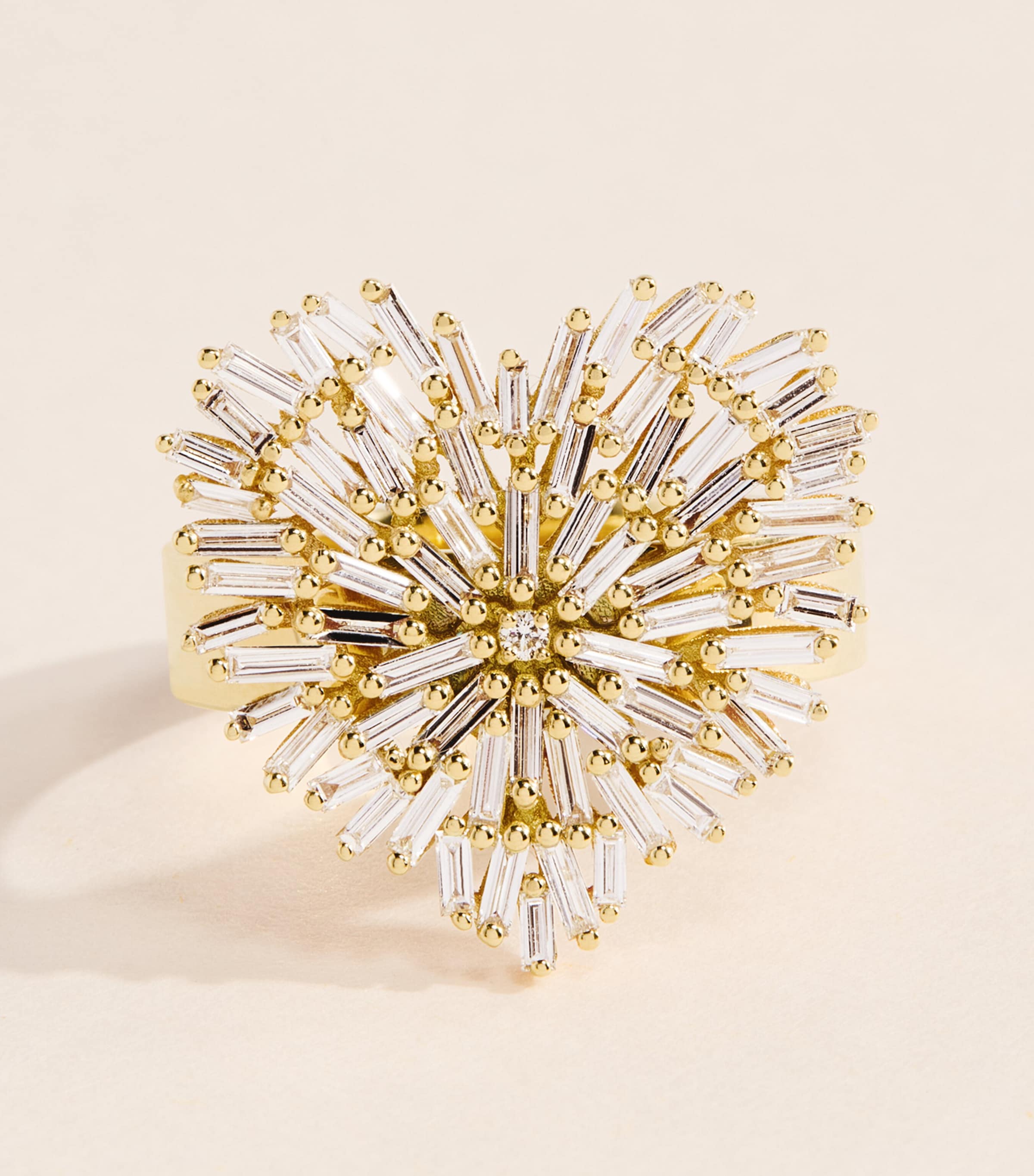 Suzanne Kalan Yellow Gold and Diamond Classic Medium Heart Ring Yg/wd