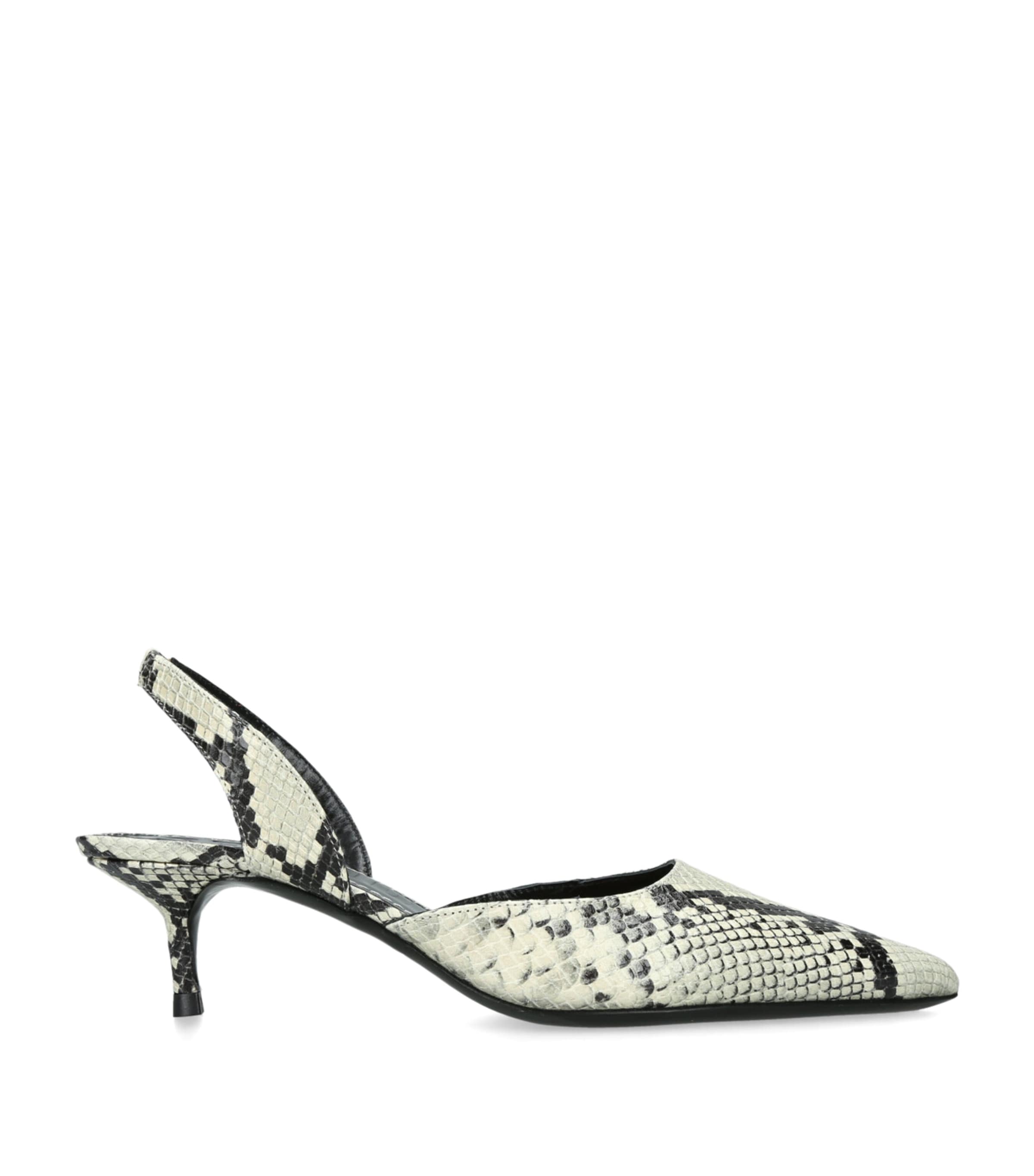 Leather Snake Print Sebastian Slingback Heels 55