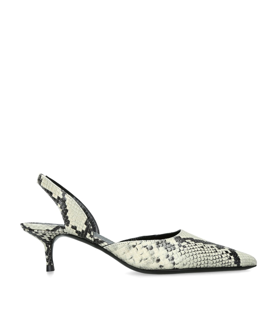 Leather Snake Print Sebastian Slingback Heels 55