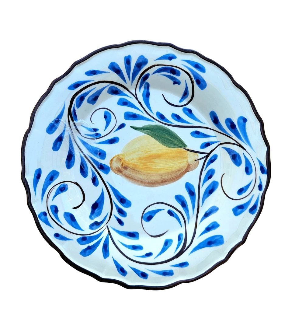 Les-Ottomans Ceramic Positano Lemons Dessert Plate (22cm) Blue