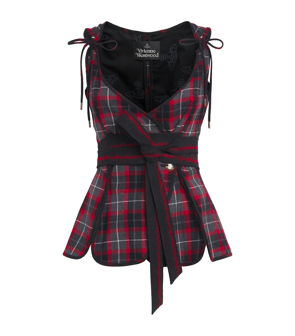 Vivienne Westwood Womens Wool Check Roxy Blouse Charcoal/red
