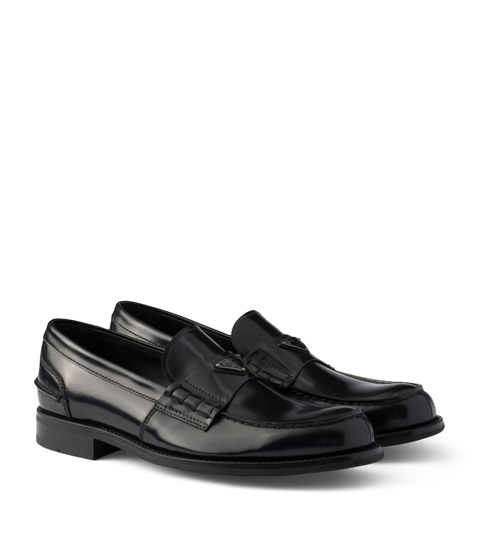 Prada Brushed Leather Loafers Black
