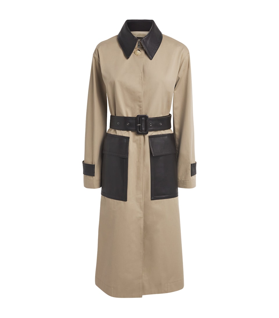 Joseph Womens Cotton Zaman Trench Coat Dark Powder