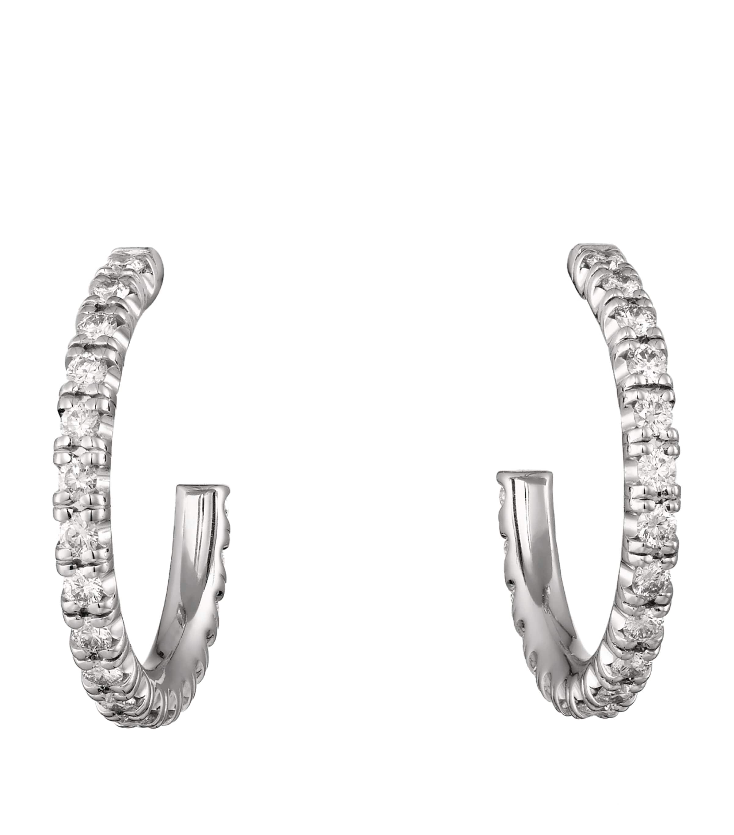 Small White Gold and Diamond Étincelle de Cartier Hoop Earrings