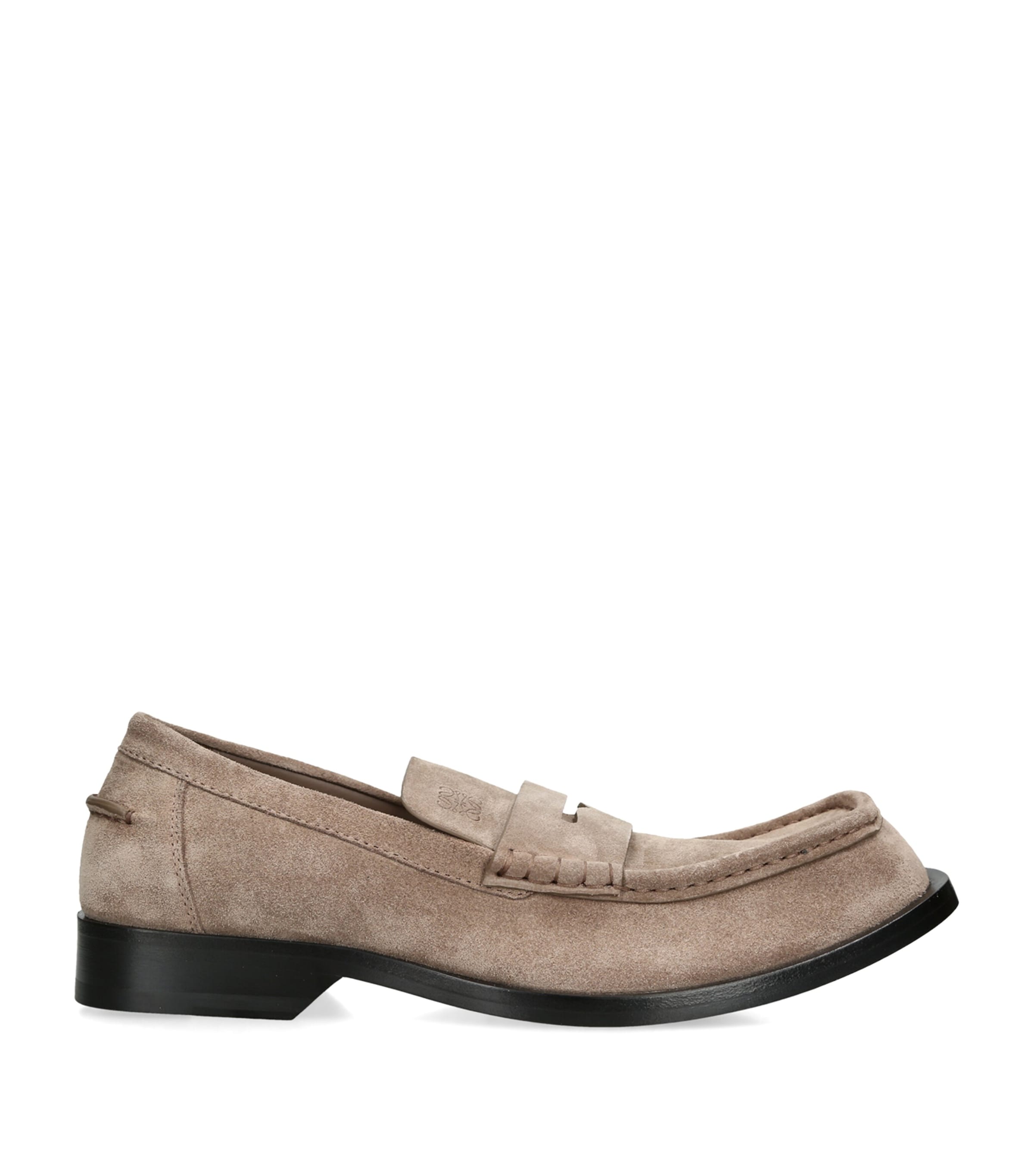 LOEWE Suede Bobine Loafers Taupe
